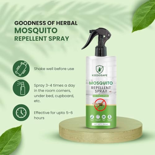 Image of Natural Mosquito Repellent Spray 250ml | DEET-Free Dengue & Malaria Protection | Lemongrass Fragrance for Home & Travel
