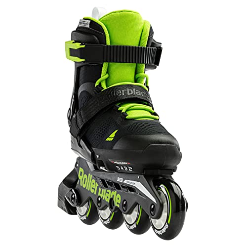 Rollerblade Microblade Kid's Adjustable Fitness Inline Skate, Black/Green, Junior, Youth Performance Inline Skates #TOP1