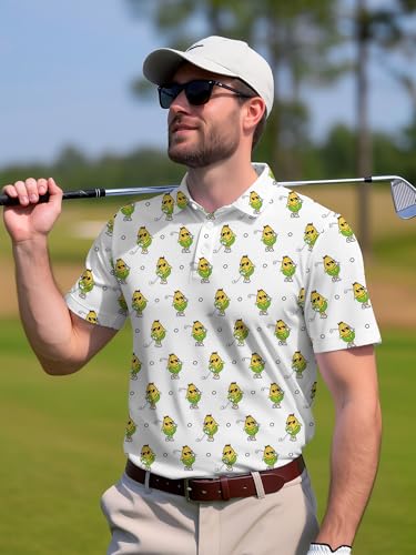 Image of PAGYMO Funny Golf Shirts for Men Crazy Printed Pattern Novelty Moisture Wicking Performance Mens Polo Shirt