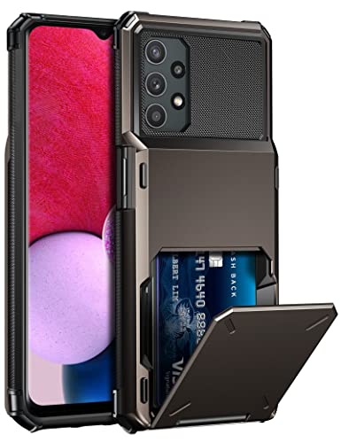 Vunake for Samsung A13 Case with Card Holder Galaxy A13 Wallet Case [Max 4 Cards] Dual Layer Protective Case Heavy Duty Hard PC TPU Bumper Shockproof Phone Case Cover for Samsung Galaxy A13