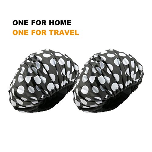 Shower Cap For Women Terry Lined Reusable Plastic Waterproof Bath Cap Washable Black White Ladies Best Showercaps Hair Cover #TOP1