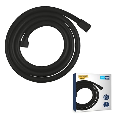 GROHE VitalioFlex Trend, Flexible de douche 1750mm, Surface lisse, Résistance jusqu'à 5 bars, Anti-pliures, Noir Mat, 287422432
