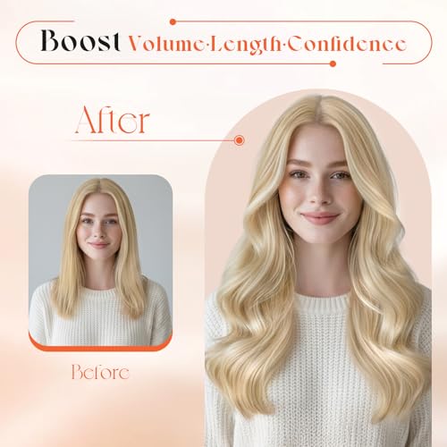 Image of Sunny Hair Clip in Hair Extensions Real Human Hair Blonde Highlights | 24 Inch Remy Hair Extensions Clip in Human Hair Strawberry Blonde with Long and Full Hair with Soft Texture 120g