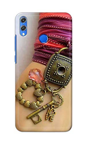 Image of Girl Hand with Keychain Hard Back Case Cover for Honor 8X, JSN-L11, JSN-L21, JSN-L22, JSN-L23 Back Cover -(J5) VNS2228