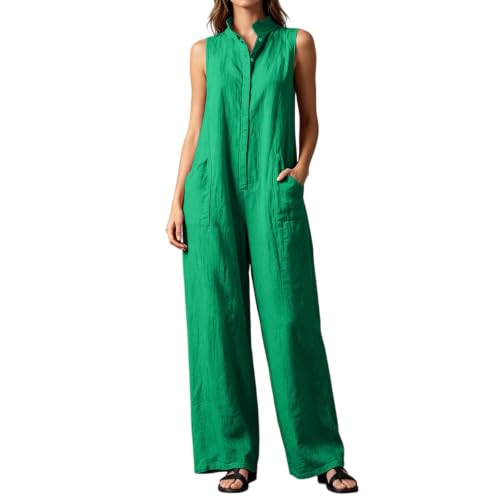 Mono de lino para mujer estilo ibicenco suelto sin mangas