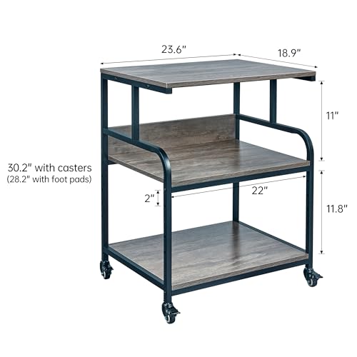 Image of Fannova Gray Printer Stand, 23.6 inchx18.9 inch Large Printer Table with Storage