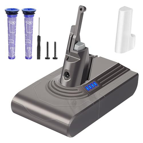 Waitley Batterie 6000mAh pour Batterie Dyson V8 SV10, Compatible avec Dyson V8 Absolute/Animal/Fluffy/Parquet/Motorhead aspirateur sans Fil, avec 2 filtres +...