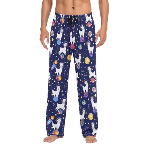 Space Llama Constellation Rocket Men's Pajama Pants Sleepwear Lounge Pajama Bottoms