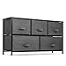 5 Drawer Dresser Organizer Fabric Storage Chest for Bedroom, Hallway, Entryway, Closets, Nurseries. Furniture Storage Tower Sturdy Steel Frame, Wood Top, Easy Pull Handle Textured Print Drawers