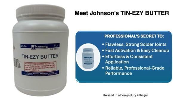 Johnson's TIN-EZY Butter – 4 lb Jar – Fast-Acting Tinning Compound for Radiator Repair – Easy Application – Water-Soluble Residue. AM Worldwide