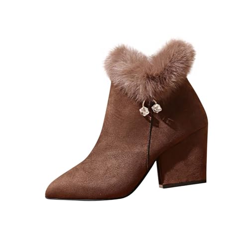 Bottines pour femme en daim à bout pointu et strass d'hiver
