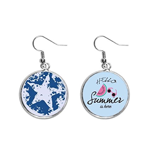 Pendientes de sandía con patrón de estrella e ilustración artística exclusiva