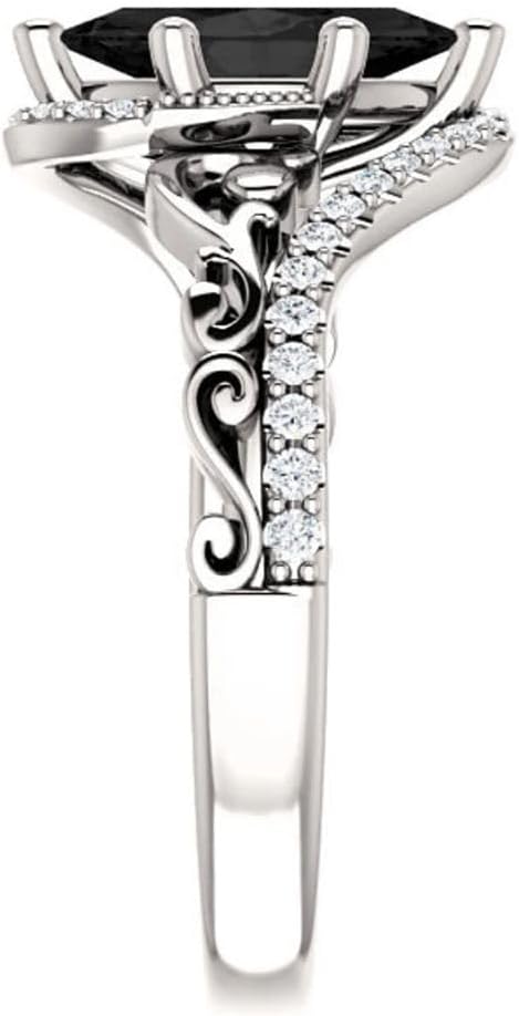 1CT-3CT Marquise Cut Solitaire Vintage Engagement Ring Black Onyx Handmade Anniversary Ring for Women Wedding Gifts for Her Black Diamond Ring 925 Silver/10K/14K/18K Solid Gold