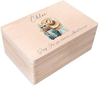 Personalized Wooden Wedding Box Storage Box - Travel | 11.8x7.87x5.51in (+-0.5) | Hinged Lid Engraving | Unpainted Gift Box