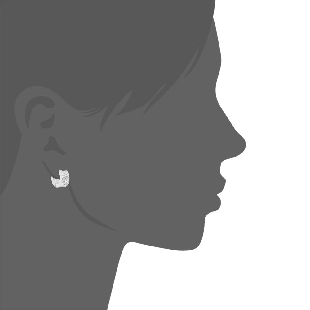Aretes de aro para mujer, 3 filas de 8 piedras de circonita cúbica AAA, Metal 5