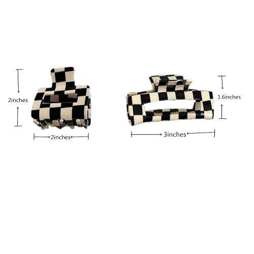 Miniatura 4 de Pinzas para el cabello a cuadros, 2 pinzas de pelo vintage a cuadros, pinzas de garra fuertes, pasadores para cabello grueso y fino, pinzas