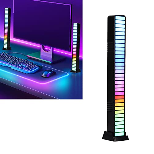 ASHATA Rhythm Light Bar,RGB Sound Control Light 32 Bit Voice Activated Pickup Rhythm Lights,RGB Voice-Activated Pickup Rhythm Light,32 Bit Music Level,for Car Gaming Computer Desktop DC 5V