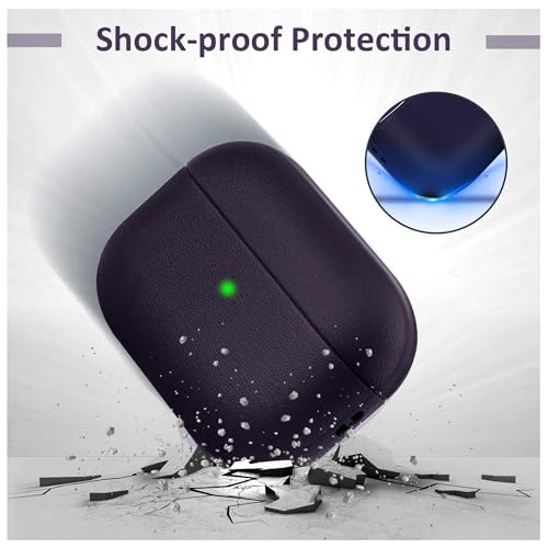Image of YODI Case Cover for Airpods Pro|Pro 2|Airpods Pro 3|Airpods 4 Pouch, Silicone Cases with Cleaner Kit 360 Drop Protection,Shock-Resistant ((Leather-Purple), Airpods Pro 3 (2025))