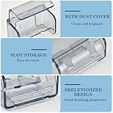 Ziyonix 2 Pack Toothbrush Holders Electric Toothbrush Holder Wall Mounted No Drilling 2 Slots Toothbrush Storage Organizer Self Adhesive Toothbrush Hanger Rack with Cover for Family Bathroom (Gray) - Image 3