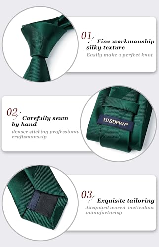 Image of HISDERN Mens Ties Set Stripe Plaid Ties for Men and Pocket Square Cufflinks Formal Silk Necktie Wedding Business
