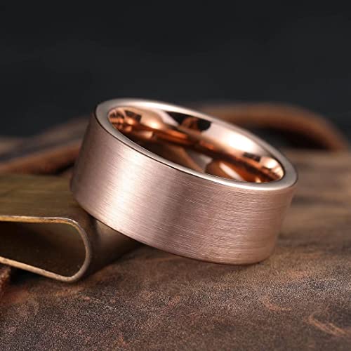 King Will Glory 10Mm Rose Gold Tungsten Carbide Wedding Ring Brushed Surface Comfort Fit 10.5 #TOP2