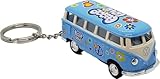 Kinsmart Blue Classic 1962 Love & Peace VW Volkswagen (Hippie) Bus Keychain 1/64 Pastel Color Diecast Car