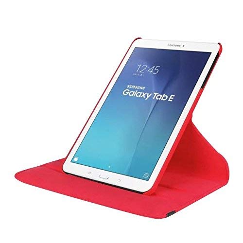 Caseous Synthetic Leather 360 Rotating Flip Back Cover Case for Samsung Galaxy Tab E (9.6 Inch)(22cm) SM- T560, T561,T565, T567V (Red)