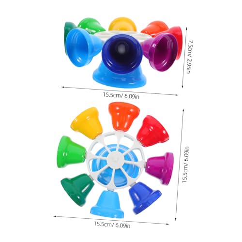Clochette à main 8 tons colorés en métal au son clair
