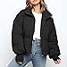 Produktbild Yokbeer Damen Cropped Fit Pufferjacke mit Breitem Stehkragen Modern Frauen Winterjacke Kurz Geschnitten Wattierte Steppjacke Jacke Winter Puffer Jacket (Color : Black, Size : M)