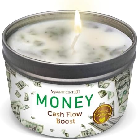 Magnificent 101 Long Lasting Money Aromatherapy Candle | 6 Oz - 35 Hour Burn | All Natural Sage Scented Soy Wax Candle for House Energy Cleansing, Purification & Manifestation | Boost Your Cash Flow