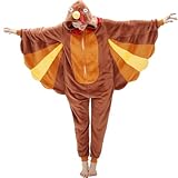 WEQJC Adult Onesie Pajamas Thanksgiving Turkey Costume One Piece Slim Fit Sleepwear Cosplay Suit (US, Alpha, Large, Regular, Regular, Turkey)
