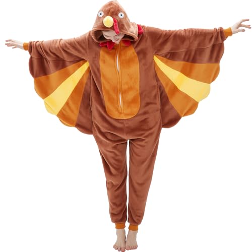 WEQJC Adult Onesie Pajamas Halloween Costume One-Piece Slim Fit Sleepwear Cosplay Suit for Mens Womens(Turkey Medium)
