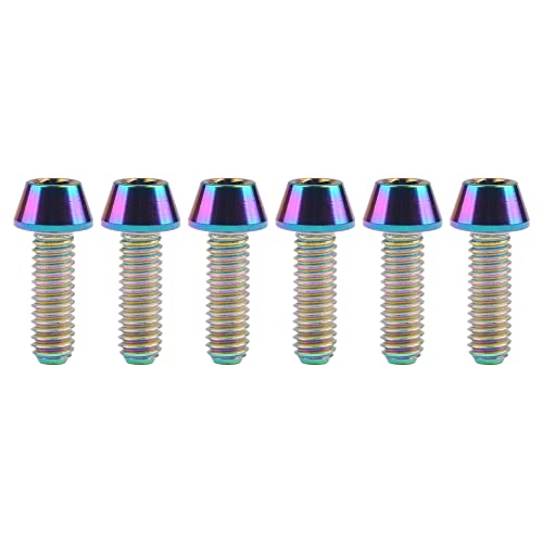 Image of Titanium Ti DIN912 M4 8 10 12 15 20mm Tapered Head Hex Bolts Bicycle Screws Pack of 6 (Multicolored, M4x12mm)