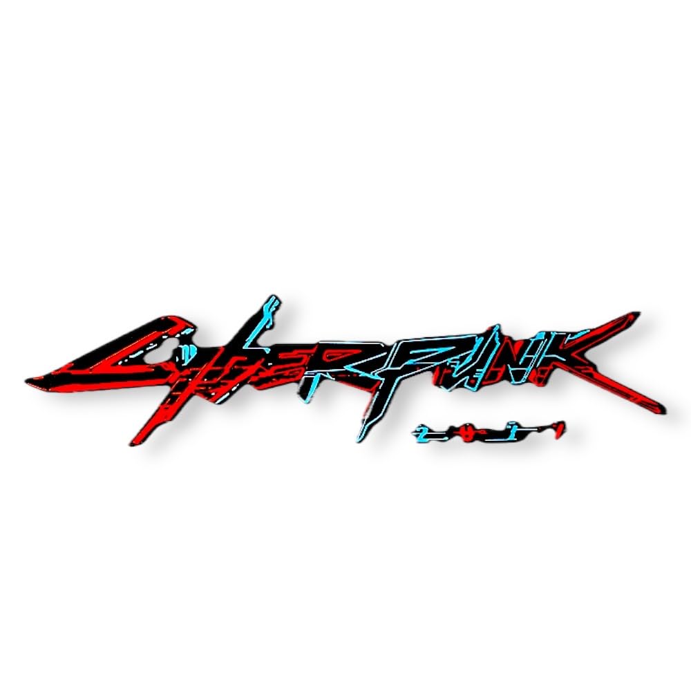 Vinyl Sticker Cyberpunk Decal Water Proof Reflective for Car, Laptop (Red+Blue)