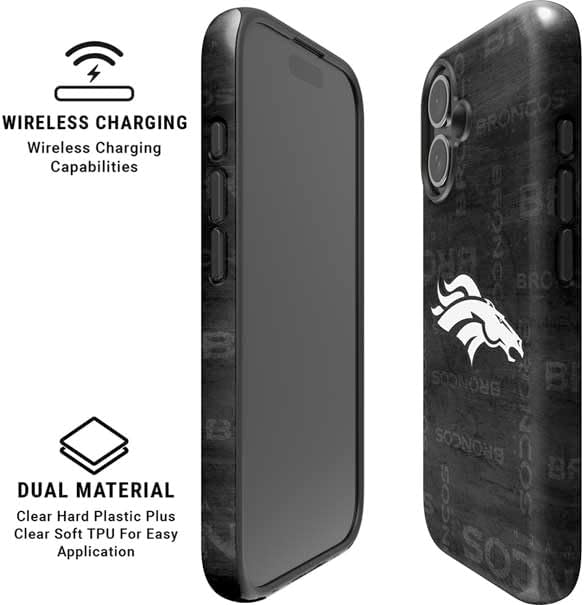 Skinit Impact Phone Case Compatible with iPhone 16 Magsafe - Officially Licensed NFL Denver Broncos Black & White Design