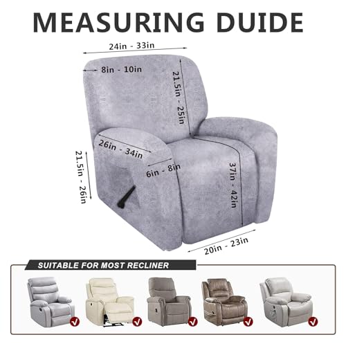Image of molasofa Recliner Chair Covers 4 Pieces Leather Like Large Recliner Covers with Pocket Soft Non Slip Stretch Recliner Slipcover for Lazy Boy Recliner Chair Washable (Marbling)