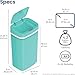 Touchless Motion Sensor Smart Trash Can Handsfree Wave Open Soft Close Low Noise Bathroom Bedroom Dual Seal Removable Inner Lid Odorless Storage Auto Shut Battery Operated Plastic For Home (Teal Blue)