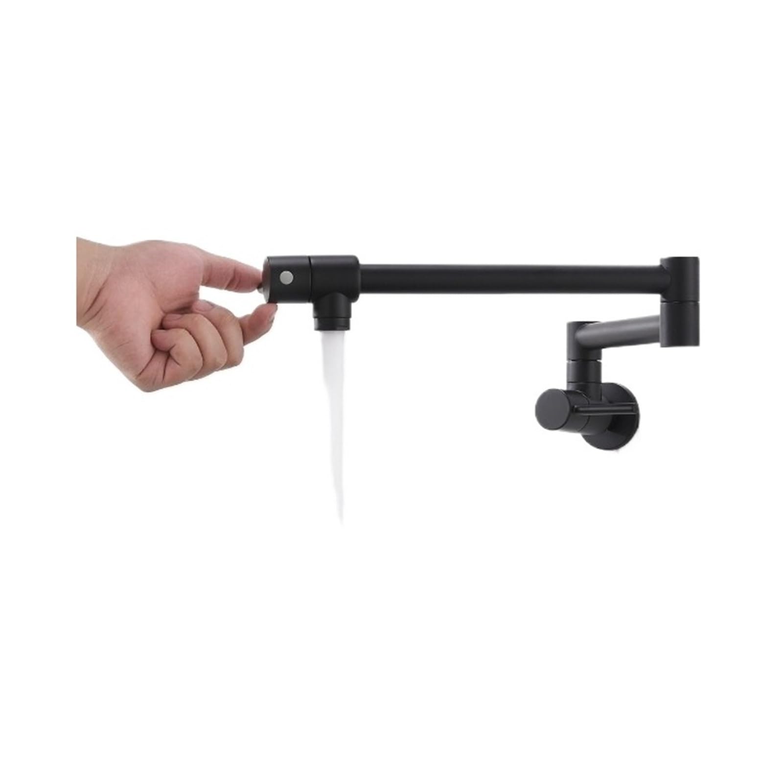 ZQFHSX Commercial Wall Mount Pot Filler Faucet Single Cold Folding Kitchen Extended 360 Degree Fold Tap for Most Scenarios(Black)