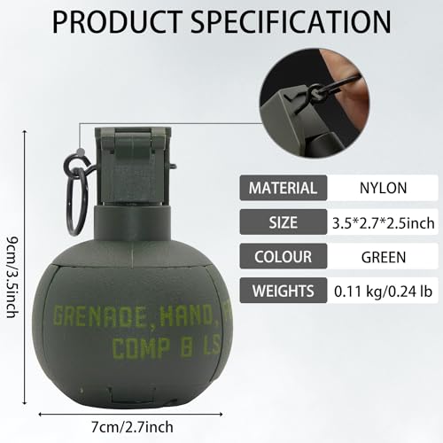 Disratw M67 Airsoft Grenade Toys Tactical Grenade Plastic CS Battle Game Toy Hand Grenades Pull Ring Toys Role Play Model Prop for Age 14+ (Green)