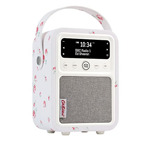 VQ Monty DAB Radio with Bluetooth, Radio Alarm Clock with FM supportability. Battery Powered Portable DAB/DAB+ and Rechargeable Digital Radio - Cath Kidston Scattered Rose