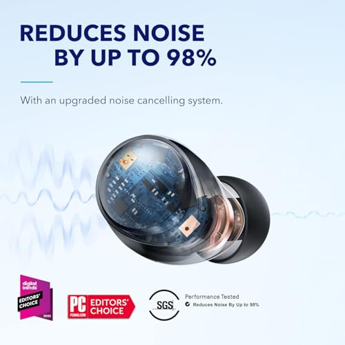 Image of Soundcore by Anker Space A40 Auto-Adjustable Active Noise Cancelling Wireless Earbuds, Reduce Noise by Up to 98%, 50H Playtime, Hi-Res Sound, Comfortable Fit, App Customization(Renewed)