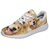 Golden Retriever Shoes Animal Print Walking Tennis Running Shoes Lightweight Breathable Dog Mom Sneakers Funny Dog Puppy Gift White Size 7