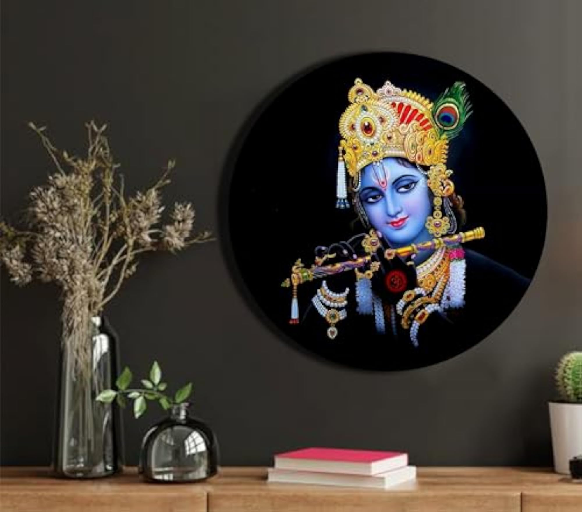 Decorative Ceramic Art Plate, Vasudeva Krishna Design, Gift
