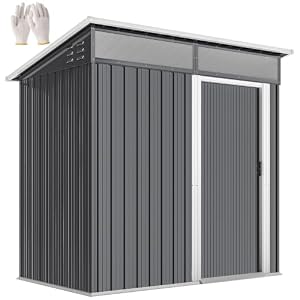 Outsunny Metall Gerätehaus 1, 9m² 195x122x182cm mit Fundament Dunkelgrau