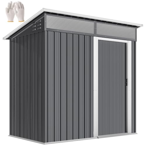 Outsunny Metall Gerätehaus 1,9m² 195x122x182cm mit Fundament Dunkelgrau