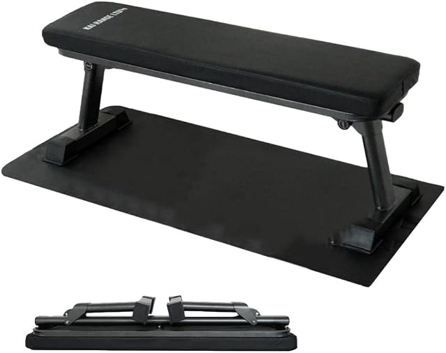 Foldable Flat Weight Bench For Home Gym Training with Protective Floor Mat