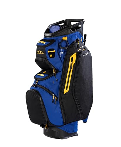 Sun Mountain Men's C130 Lightweight Cart Golf Bag 14-Way Top - 11 Pockets, Smart Dual Strap System, Push-Electric-Riding Cart Compatible Compression Base, 2026 Model - Falcon Blue-Black-Citron