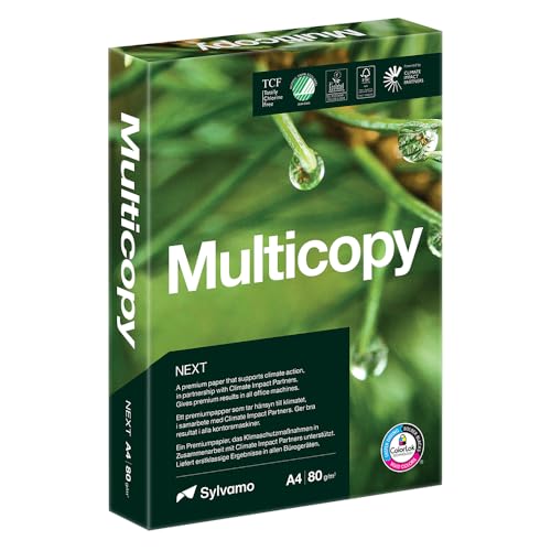 Multicopy Next A4 Printer Paper 500 Sheets 80gsm Ream ColorLok Technology Carbon Neutral Multiple EcoCertificatons for Inkjet & Laser Printing