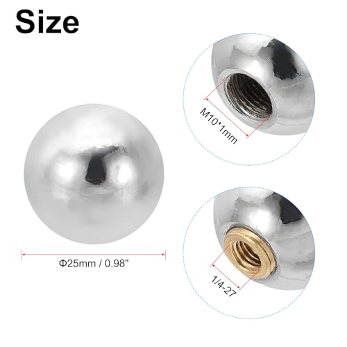 Image of PATIKIL 25mm Ball Lamp Finials Caps Knob, 2 Set Solid Lamp Shade Top Decoration Screw Cap Nuts with Brass Reducing Adapter for Table Lamps Floor Lamps, Silver Tone
