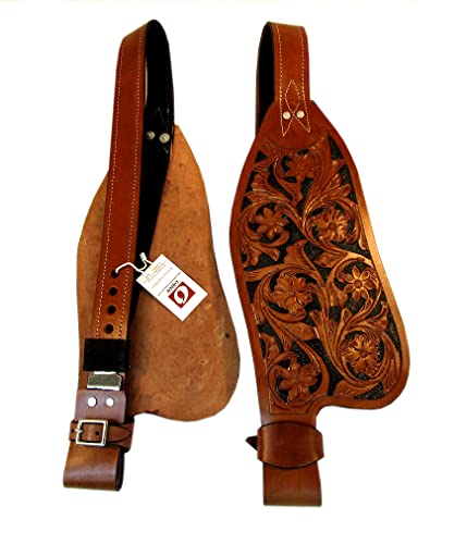 Western Saddle Fender Replacement Set Floral Tooled Painted Leather Roping Trail Barrel #TOP1